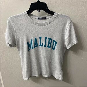 Brandy Melville Light Gray Tee with Blue Print